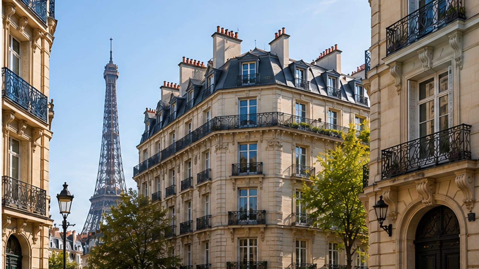 Immeuble haussmannien et Tour Eiffel à Paris 7e