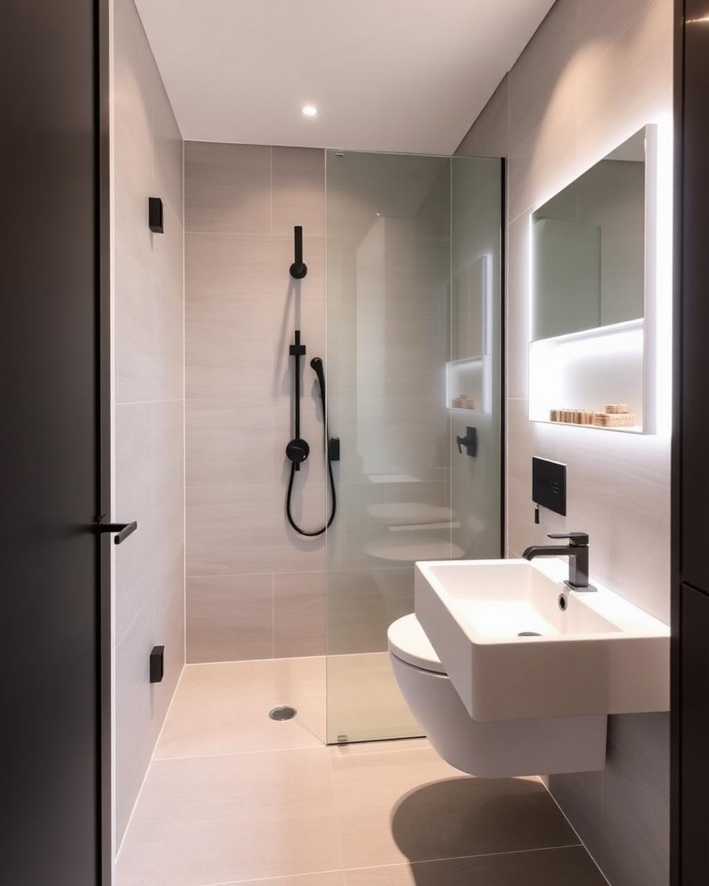 Salle de bain design optimisée dans un appartement d'Issy