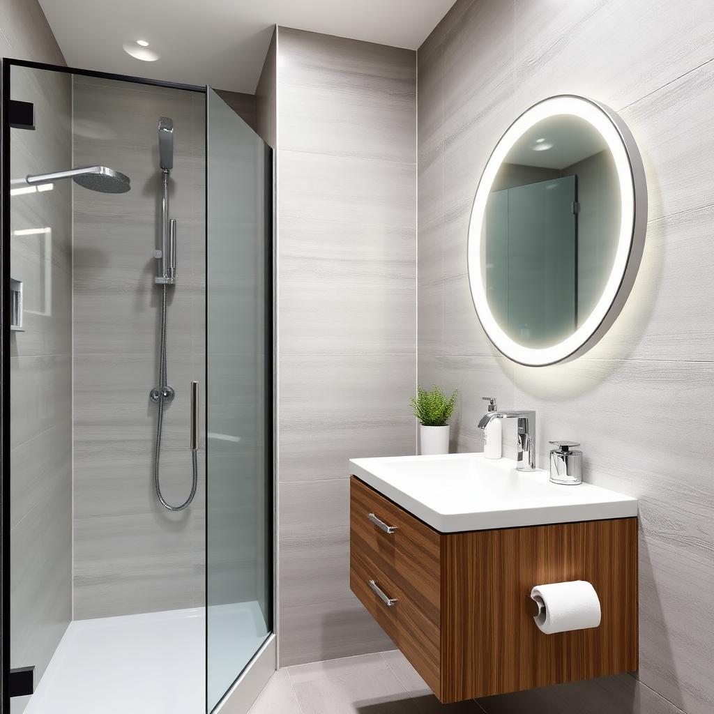 Rénovation contemporaine d'une petite salle de bain à Nanterre