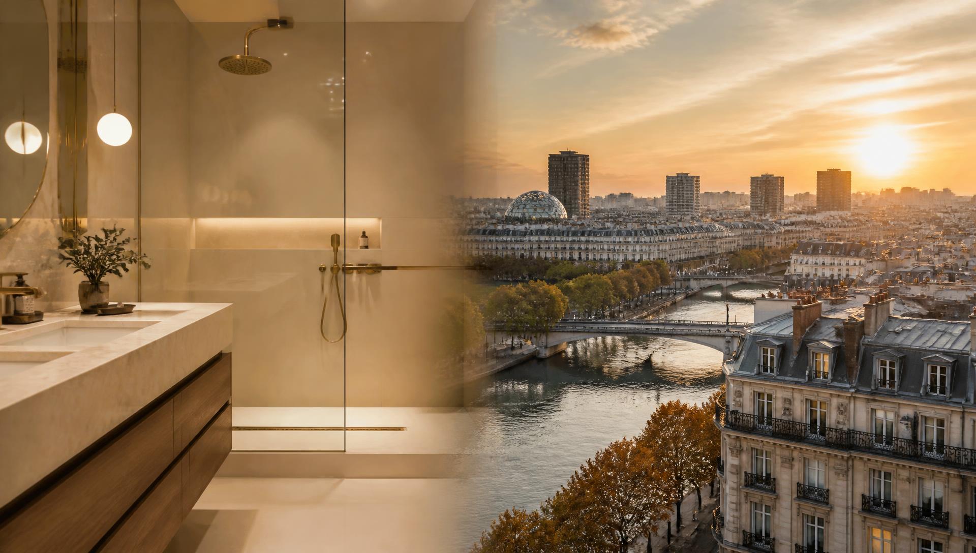 Salle de bain rénovée à Boulogne-Billancourt