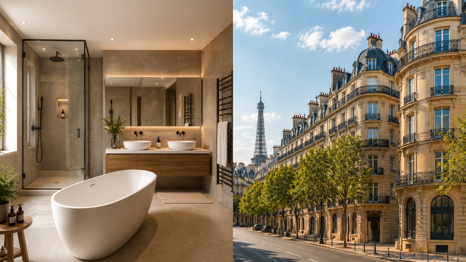 Salle de bain haut de gamme rénovée dans un appartement haussmannien à Paris 16e